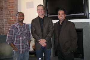 Director Robert Lorenz (center) with videographer J.P. Langston (right) and host Richard R. Lee