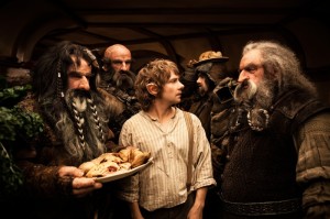 (L-r) WILLIAM KIRCHER as Bifur, GRAHAM McTAVISH as Dwalin, MARTIN FREEMAN as Bilbo Baggins, JAMES NESBITT as Bofur and JOHN CALLEN as Oin in the fantasy adventure "THE HOBBIT: AN UNEXPECTED JOURNEY" 