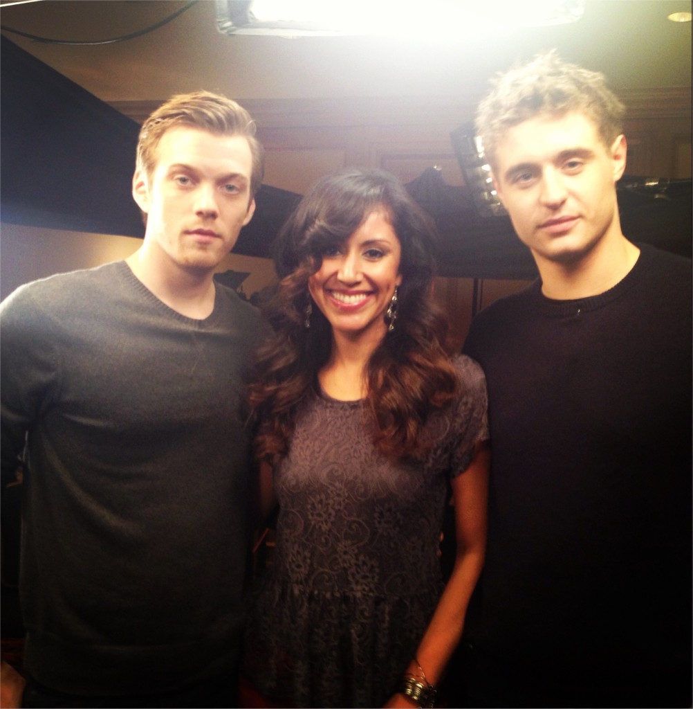 SIDEWALKS correspondent Veronica Castro with the stars of "The Host," Jake Abel (left) and Max Irons.