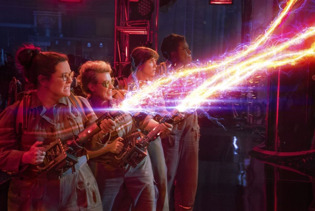 The Ghostbusters Abby (Melissa McCarthy), Holtzmann (Kate McKinnon), Erin (Kristen Wiig) and Patty (Leslie Jones) in Columbia Pictures' GHOSTBUSTERS.