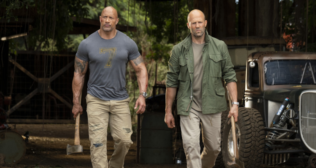 Scene from (from left) Luke Hobbs (Dwayne Johnson) and Deckard Shaw (Jason Statham) in "Fast & Furious Presents: Hobbs & Shaw