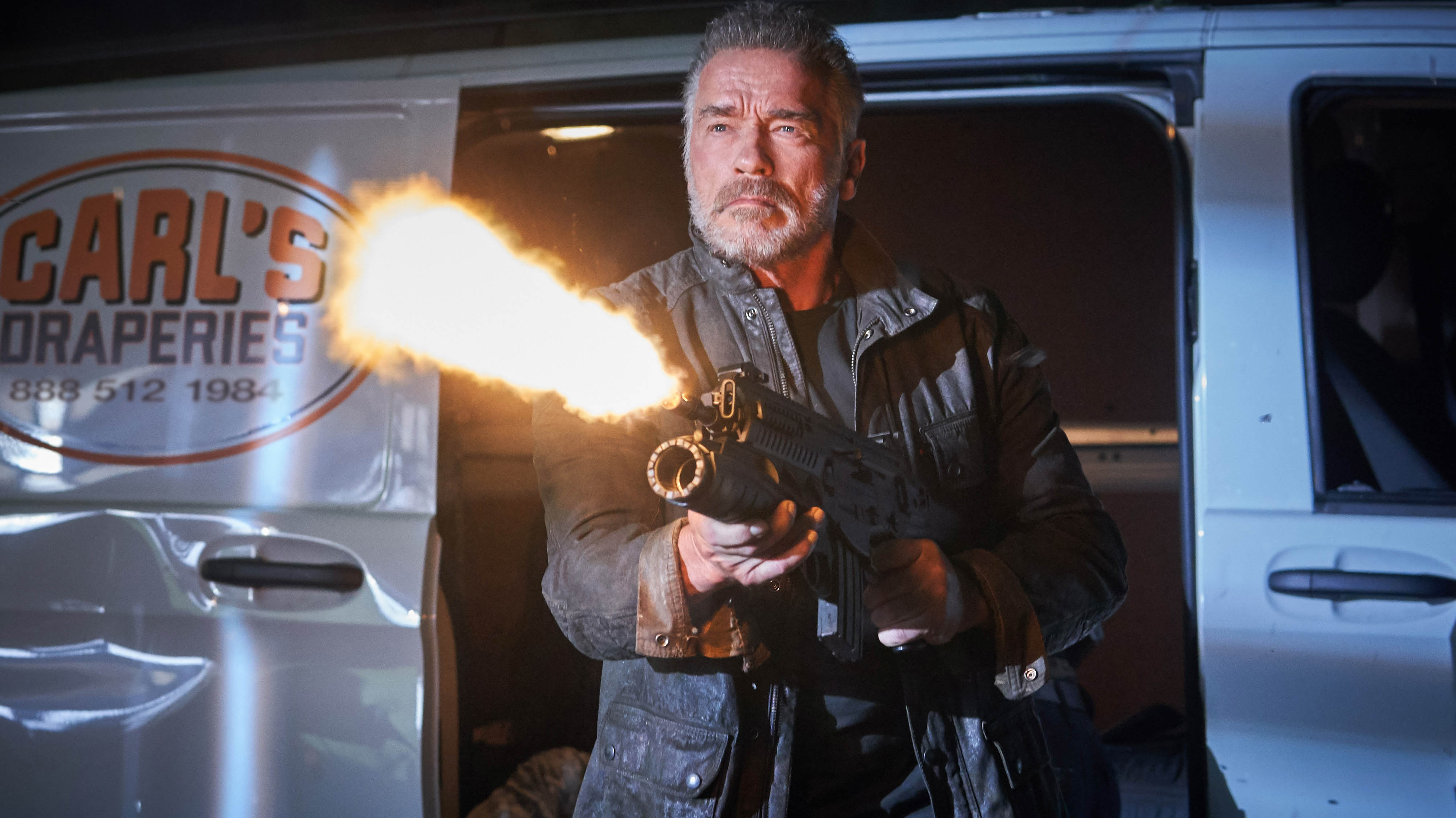 "Terminator Dark Fate" image with Arnold Schwarzenegger