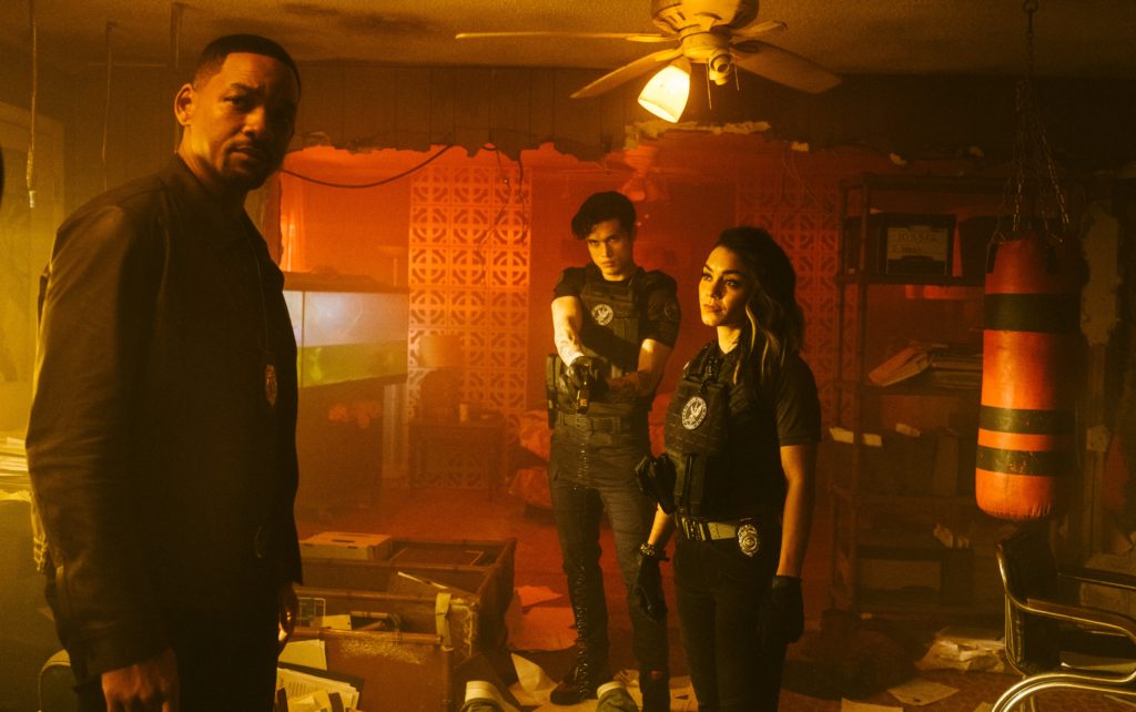 WILL SMITH, CHARLES MELTON and VANESSA HUDGENS in a scene from the film, "Bad Boys For Life"