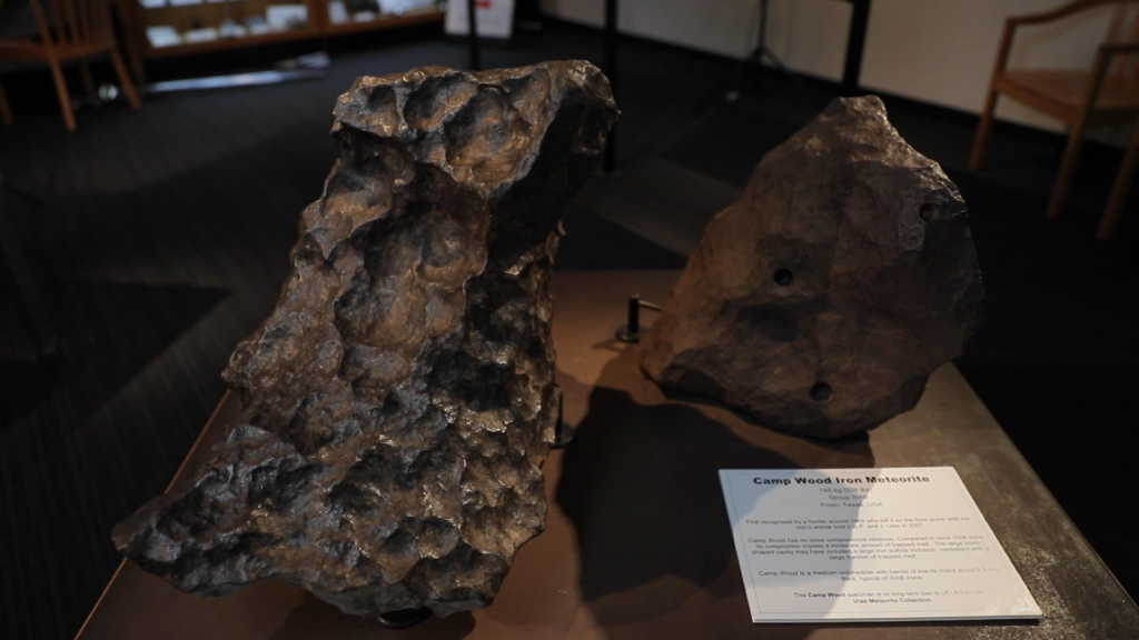 A meteorite in the exhibit of the UCLA Meteorite Collection