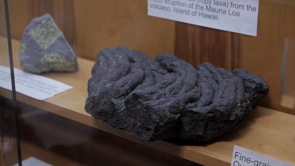 A meteorite in the exhibit of the UCLA Meteorite Collection