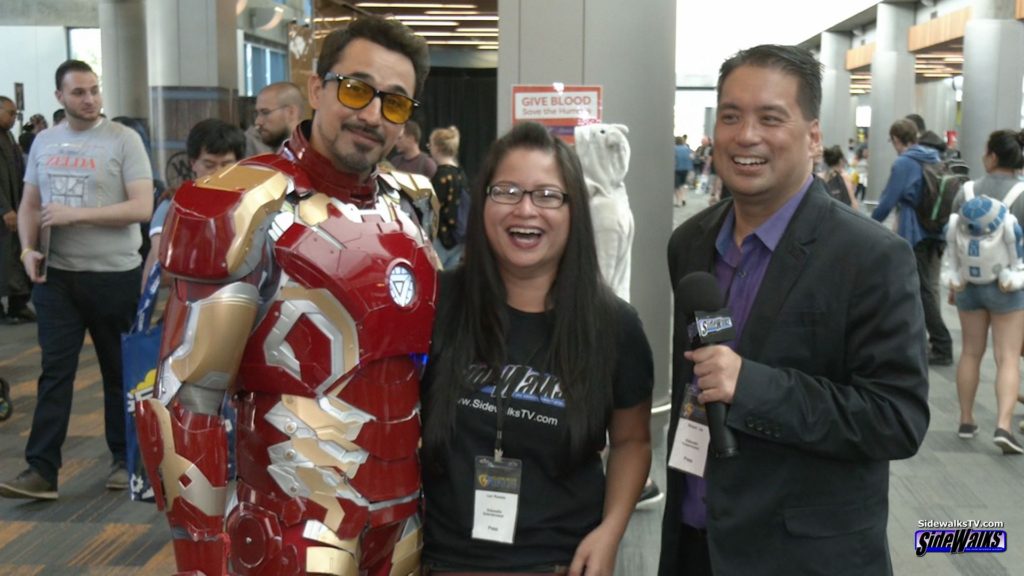 Cosplayer of Iron Man with Lori and Richard