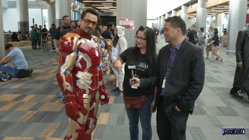 Cosplayer of Iron Man with Lori and Richard