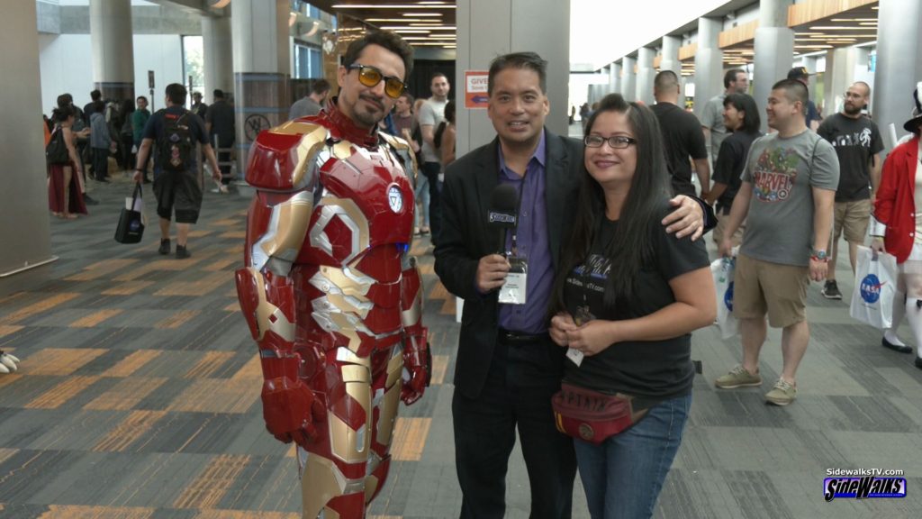 Cosplayer of Iron Man with Lori and Richard