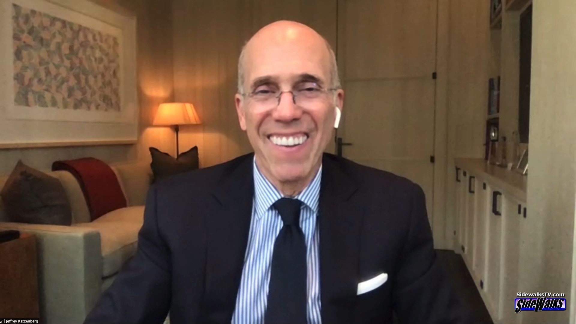 All smiles! Jeffrey Katzenberg is interviewed on Sidewalks Entertainment