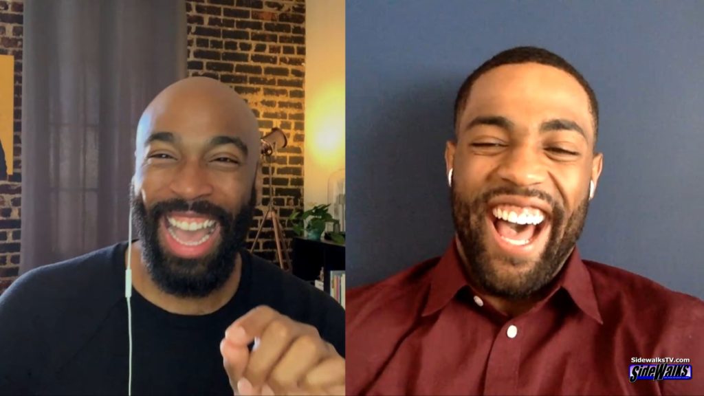 Laughing during our interview with Monti Washington and Phillip Mullings Jr. 