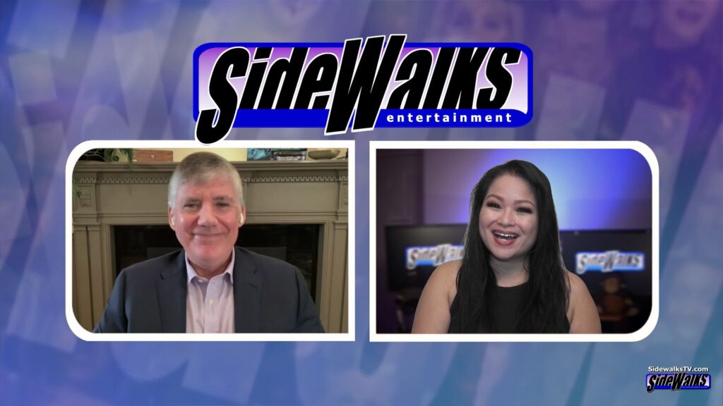 Host Veronica Castro welcomes back Rick Riordan for another interview, seen in a two-shot