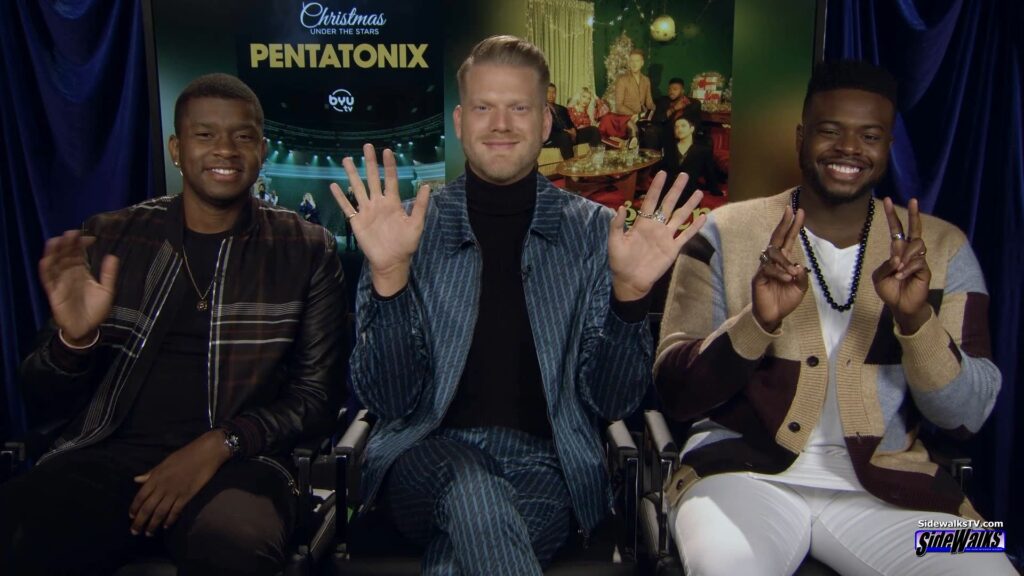 Pentatonix's Matt Sallee, Scott Hoying and Kevin Olusola wave to the viewers