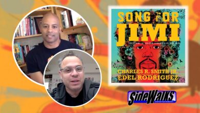 Charles R. Smith Jr. and Edel Rodriguez with their children book "Song for Jimi"