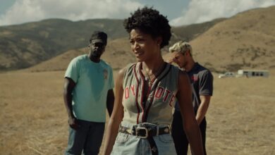 OJ Haywood (Daniel Kaluuya), Emerald Haywood (Keke Palmer) and Angel Torres (Brandon Perea)