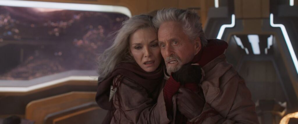 Michelle Pfieffer as Janet van Dyne and Michael Douglas as Hank Pym