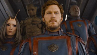 Pom Klementieff as Mantis, Groot (voiced by Vin Diesel), Chris Pratt as Peter Quill/Star-Lord, Dave Bautista as Drax, Karen Gillan as Nebula