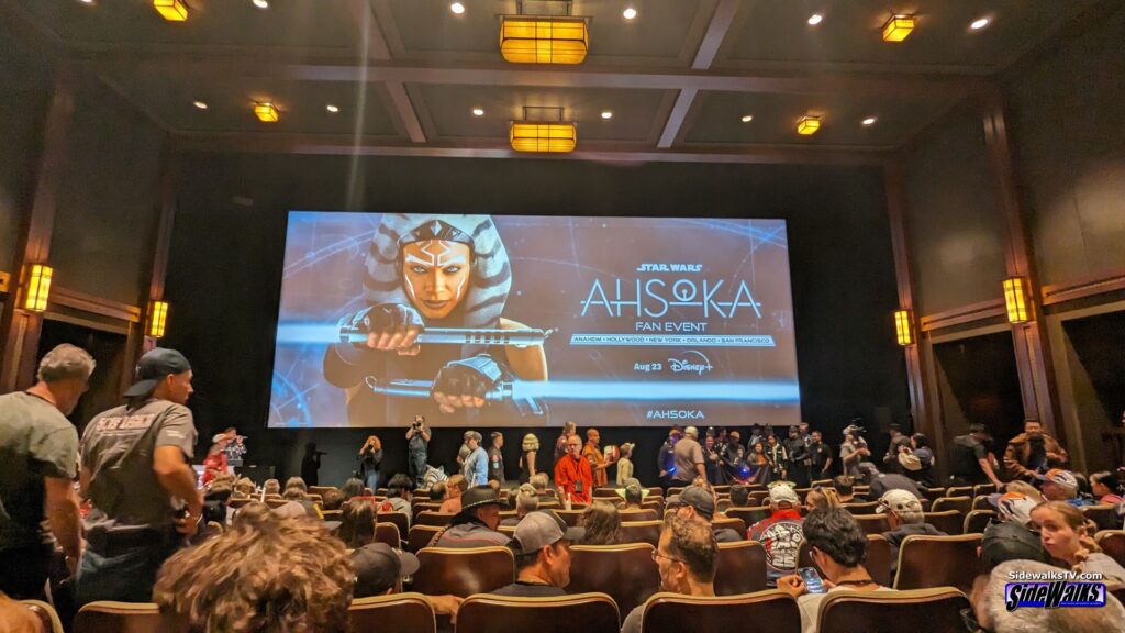 Movie screen with Ahsoka title card