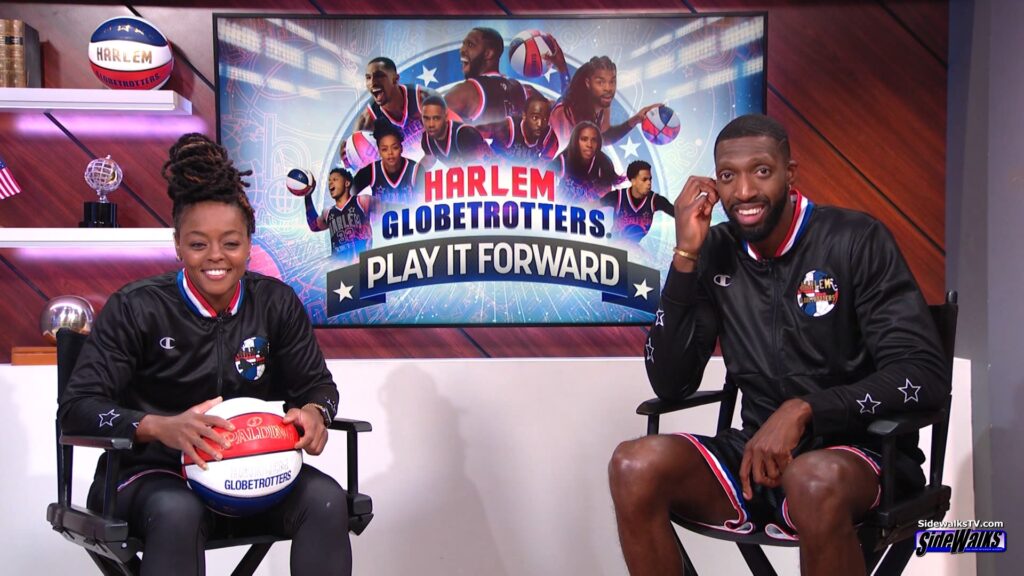 All smiles! Cherelle Torch George and Chandler Bulldog Mack - Harlem Globetrotters