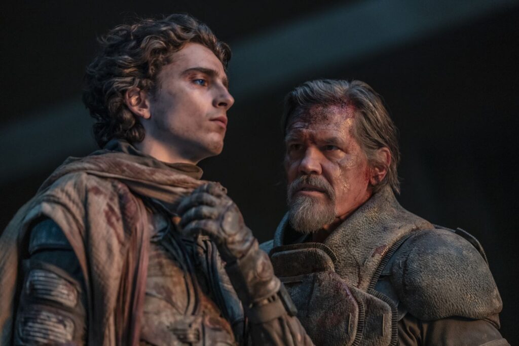 TIMOTHÉE CHALAMET as Paul Atreides and JOSH BROLIN