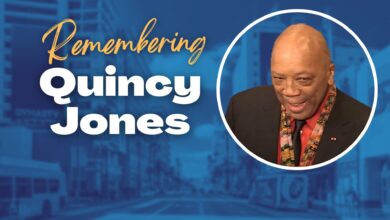 Quincy Jones's face in an in memoriam graphic